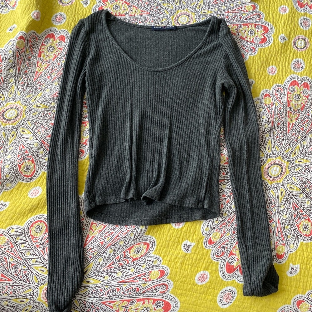 Brandy Melville long sleeve fitted ribbed top